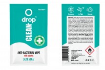 Antibacterial Wet Wipes containing 75% ethanol.  3-folded wet wipe (16cm x 20cm) packed in 7cm x 11cm protective package