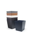 Waste Bins for hotel rooms in many different colors. Made in a water-resistant leather-look material.