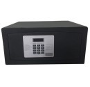 Anthracite-colored hotel safe with LED display for secure storage and easy access.