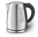 Hotel Kettle in Stainless Steel with black handle and water level indicator. 
