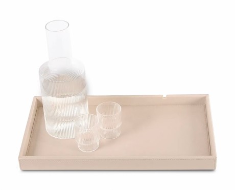 Rectangular Welcome Tray in Leatherette material in Sand Color