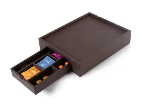 Hotel Welcome Tray with drawer in Brown Color